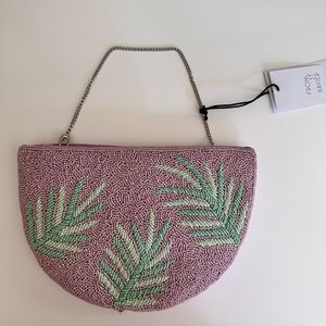 Anthropologie Purple Palm Beaded Purse
